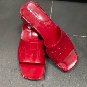 Gucci Rubber Slide Sandals in Red - Size 36